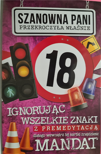 kartka na osiemnastkę kartka na 18 kartki WESOŁE  13 cm *20,4 cm 12047732461