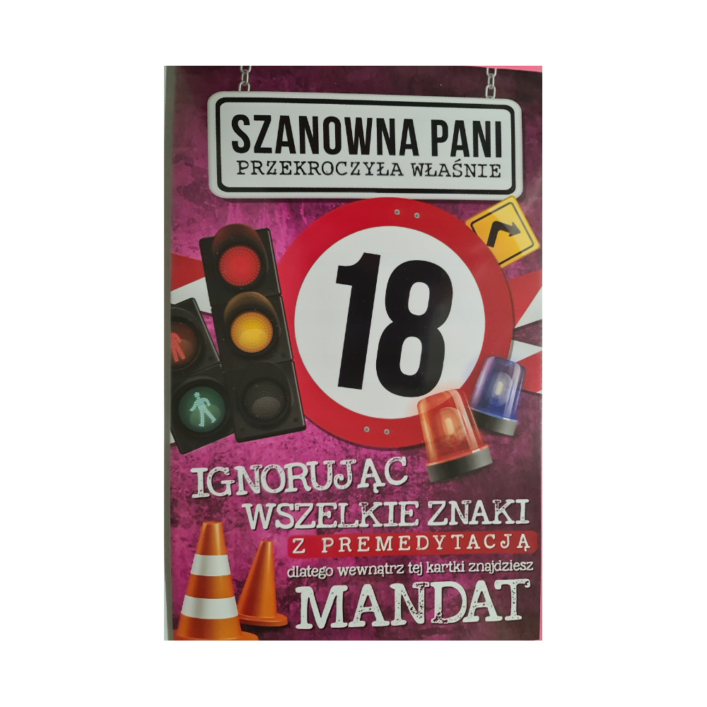 kartka na osiemnastkę kartka na 18 kartki WESOŁE  13 cm *20,4 cm 12047732461
