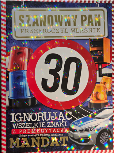 kartka urodzinowa na 30 lat  24,5 cm x33 cm 16897829252