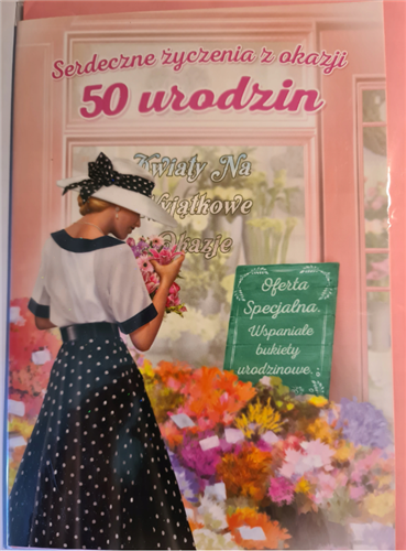 kartka urodzinowa na 50 lat  15,5 cm *22,5 cm 12102721584