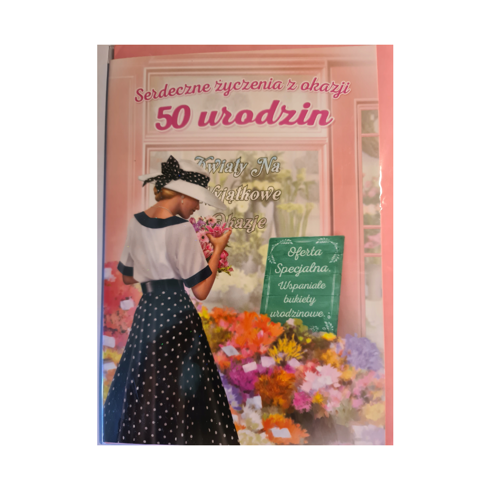 kartka urodzinowa na 50 lat  15,5 cm *22,5 cm 12102721584