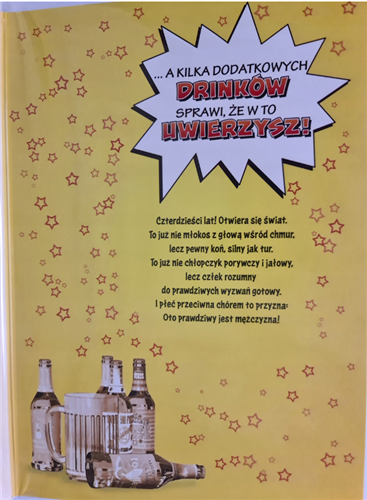 kartka urodzinowa na 40 lat czterdziestkę   15,5 cm *22 cm  12102793803