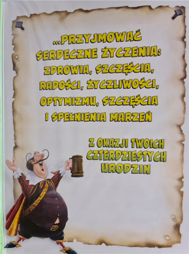 kartka urodzinowa na 40 lat czterdziestkę  11,6 cm *16,7 cm  12102795114
