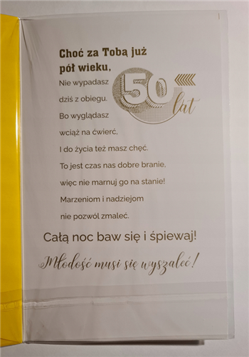 kartka urodzinowa na 50 lat 13cm x 20,5 cm 10124414316 16897829705