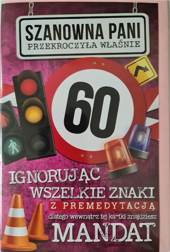 kartka urodzinowa na 60 lat 13 cm *20,4 cm  12350588561