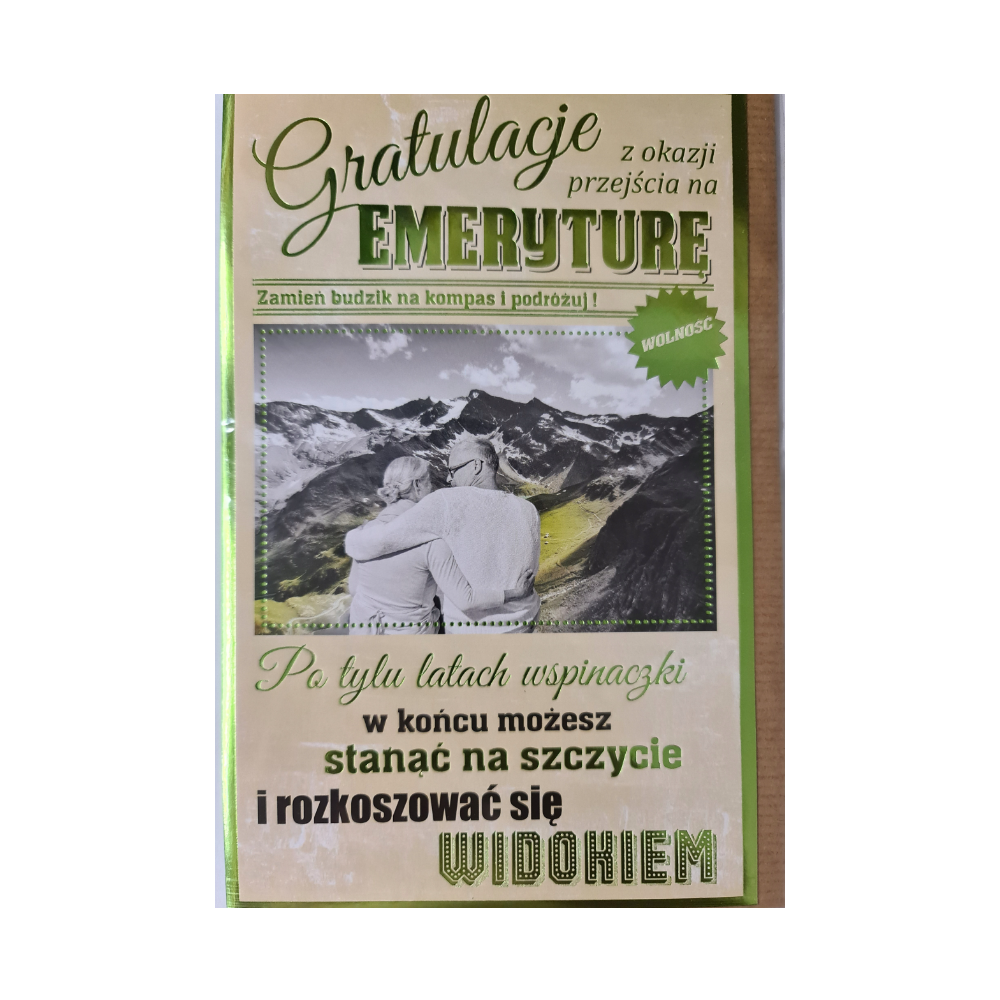 kartka Z OKAZJI PRZEJŚCIA NA EMERYTURĘ EMERYTURA 13 cm *20,4 cm 12350582067