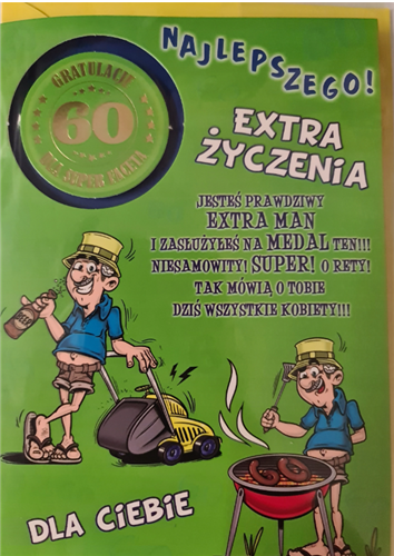 kartka urodzinowa na 60 lat sześćdziesiąte 11,7 cm *16,7 cm 12437981278