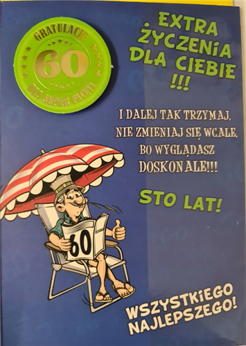kartka urodzinowa na 60 lat sześćdziesiąte 11,7 cm *16,7 cm 12437981278