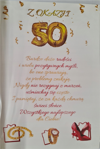 kartka urodzinowa na 50 lat 11,7 cm *16,7cm 16897829256