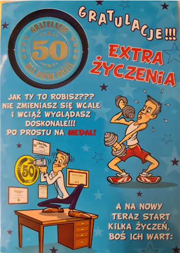 kartka urodzinowa na 50 lat  11,7 cm *16,7cm 16897829203