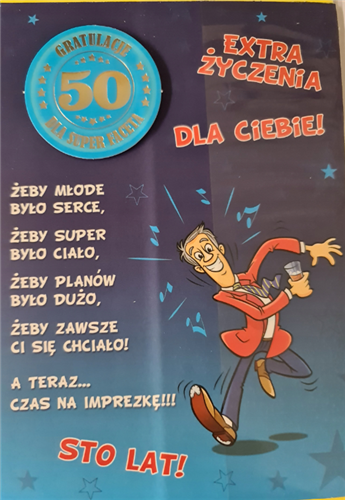 kartka urodzinowa na 50 lat  11,7 cm *16,7cm 16897829203