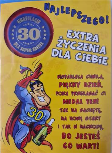 kartka urodzinowa na 30 lat  11,7 cm *16,7 cm 12437967753