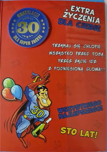 kartka urodzinowa na 30 lat  11,7 cm *16,7 cm 12437967753
