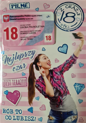 kartka na osiemnastkę kartka na 18 kartki WESOŁE 11,7 cm *16,5 cm 12437957335