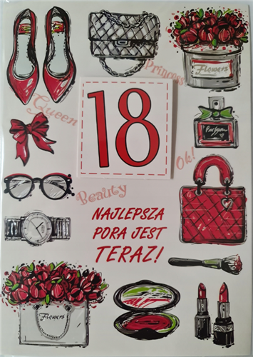 kartka na osiemnastkę kartka na 18 kartki WESOŁE 11,5 cm *16,5 cm 12437928000