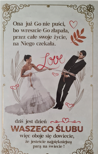pamiątka na ślub, kartka na ślub, pocztówka ślubna 13 cm *20,4cm 12350622881