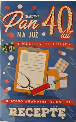 kartka urodzinowa na 40 lat czterdziestkę 13 cm *20,5 cm  12350575986