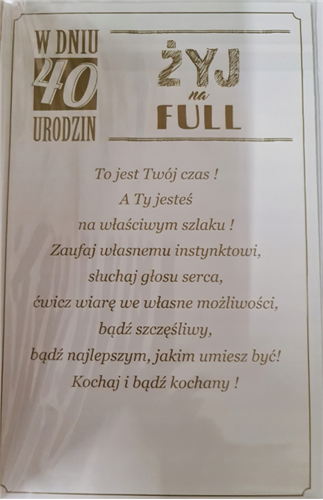 kartka urodzinowa na 40 lat czterdziestkę 13 cm *20,5 cm  12350574194