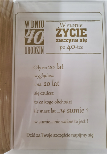 kartka urodzinowa na 40 lat czterdziestkę  13 cm *20,5 cm 12350573167