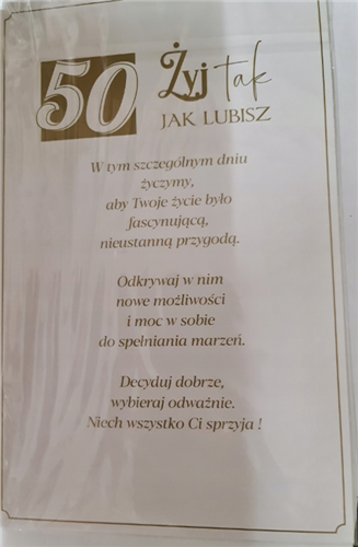 kartka urodzinowa na 50 lat 13cm x 20,5 cm 12350558111