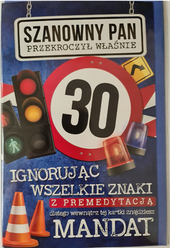 kartka urodzinowa na 30 lat 13 cm *20,4 cm 12350549578
