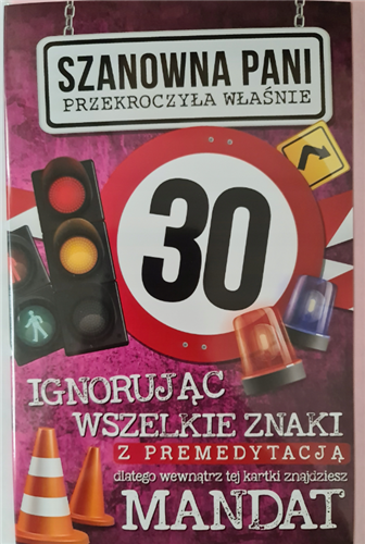 kartka urodzinowa na 30 lat 13 cm *20,4 cm 12350544128