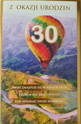 kartka urodzinowa na 30 lat 13 cm *20,4 cm 12350542994