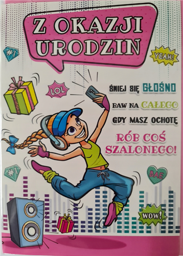 Kartki urodzinowe kartka urodzinowa WESOŁE Zabawna  11,7 cm *16,8 cm 12438036644