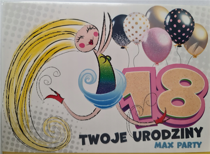 kartka na osiemnastkę kartka na 18 kartki WESOŁE  11,5 cm *16,5 cm 12583356713