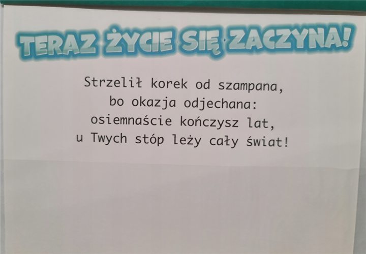 kartka na osiemnastkę kartka na 18 kartki WESOŁE  11,5 cm *16,5 cm 12583363092
