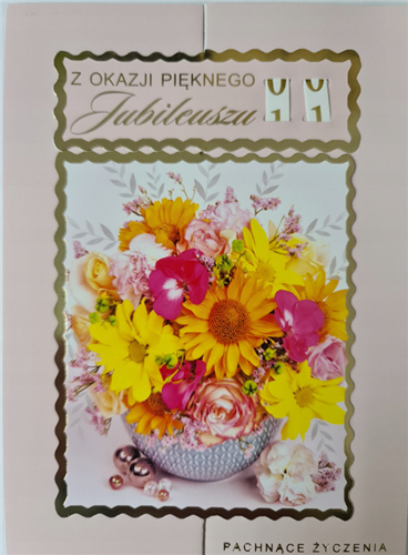 Kartki urodzinowe z wymienną cyfrą jubileusz  11,5 cm *16,5 cm 12583440444