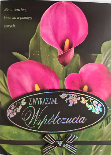 z wyrazami szczerego żalu, kondolencje  11,8 cm *16,7 cm 12658893851