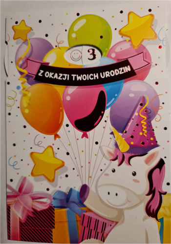 Kartki urodzinowe dla dziecka z wymienną cyferką 12 cm *17 cm 12699574210