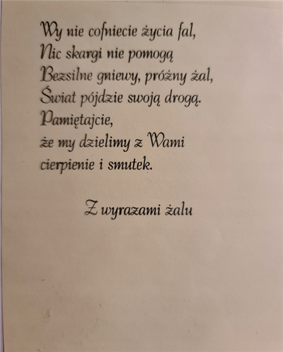 z wyrazami szczerego żalu, kondolencje 11,5 cm *16,4 cm 10241919909 16897829180