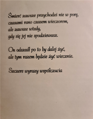 z wyrazami szczerego żalu, kondolencje 11,5 cm *16,4 cm 10241921509 16897829229