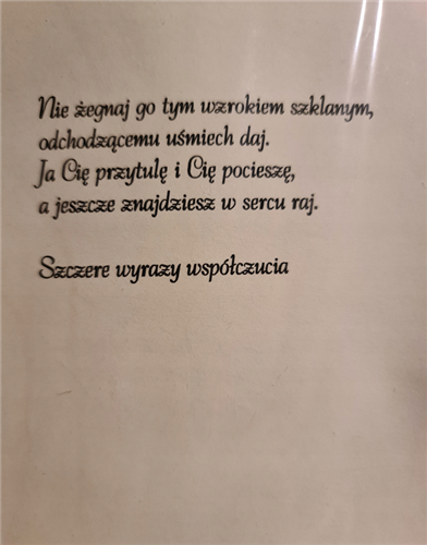 z wyrazami szczerego żalu, kondolencje  11,5 cm *16,4 cm 10241922535 16897829285
