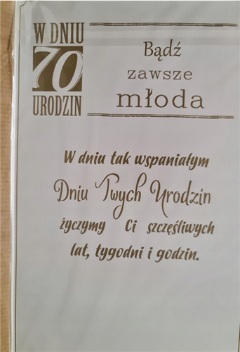 kartka urodzinowa na 70 lat 13 cm *20,5 cm 12789895051