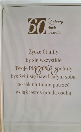 kartka urodzinowa na 60 lat 13 cm *20,4 cm  12789888240
