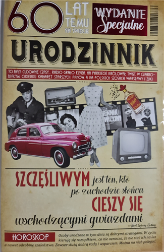 kartka urodzinowa na 60 lat 13 cm *20,4 cm  16897830426