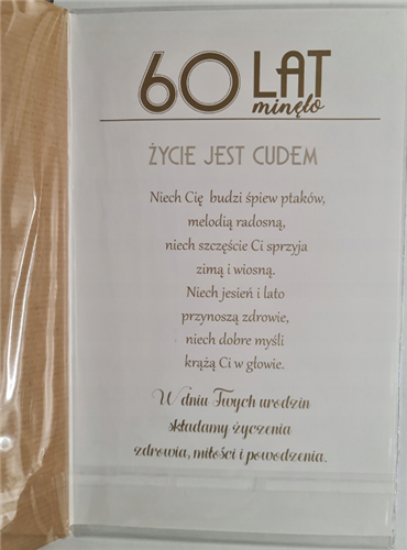 kartka urodzinowa na 60 lat 13 cm *20,4 cm  16897830426