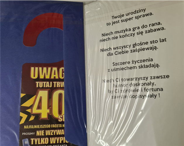 kartka urodzinowa na 40 lat 13 cm *20,5 cm 12760417790