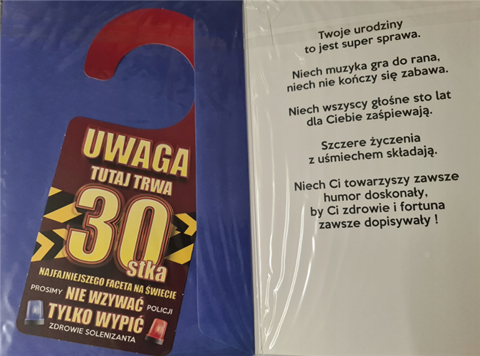 kartka urodzinowa na 30 lat 13 cm *20,4 cm 12760397844