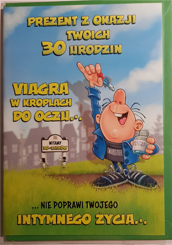 kartka urodzinowa na 30 lat  28,5 cm *41,7 cm 10485666021 16897829678