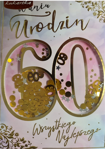 kartka urodzinowa na 60 lat sześćdziesiąte urodziny 11,6 cm *16,6 cm