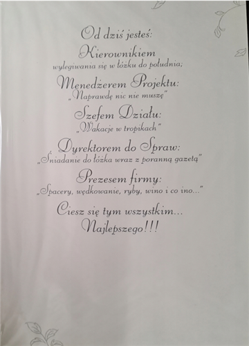 kartka Z OKAZJI PRZEJŚCIA NA EMERYTURę EMERYTURA 16,6 cm *23,6 cm  13142030310