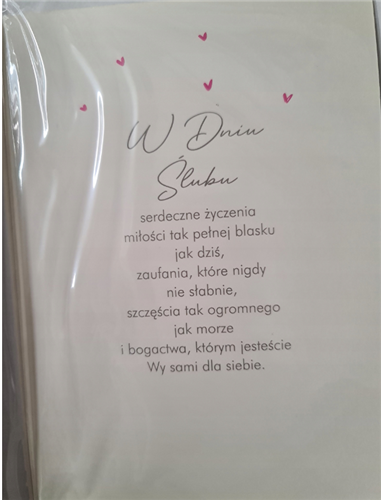 pamiątka na ślub, kartka na ślub 12,7 cm *17,8 cm 13189902501