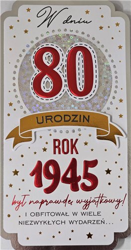 kartka urodzinowa na 80 lat 11,5 cm *21,5 cm 16897830177