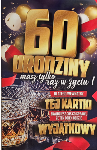 kartka urodzinowa na 60 lat sześćdziesiąte urodziny 13 cm *20,4 cm 13342575088