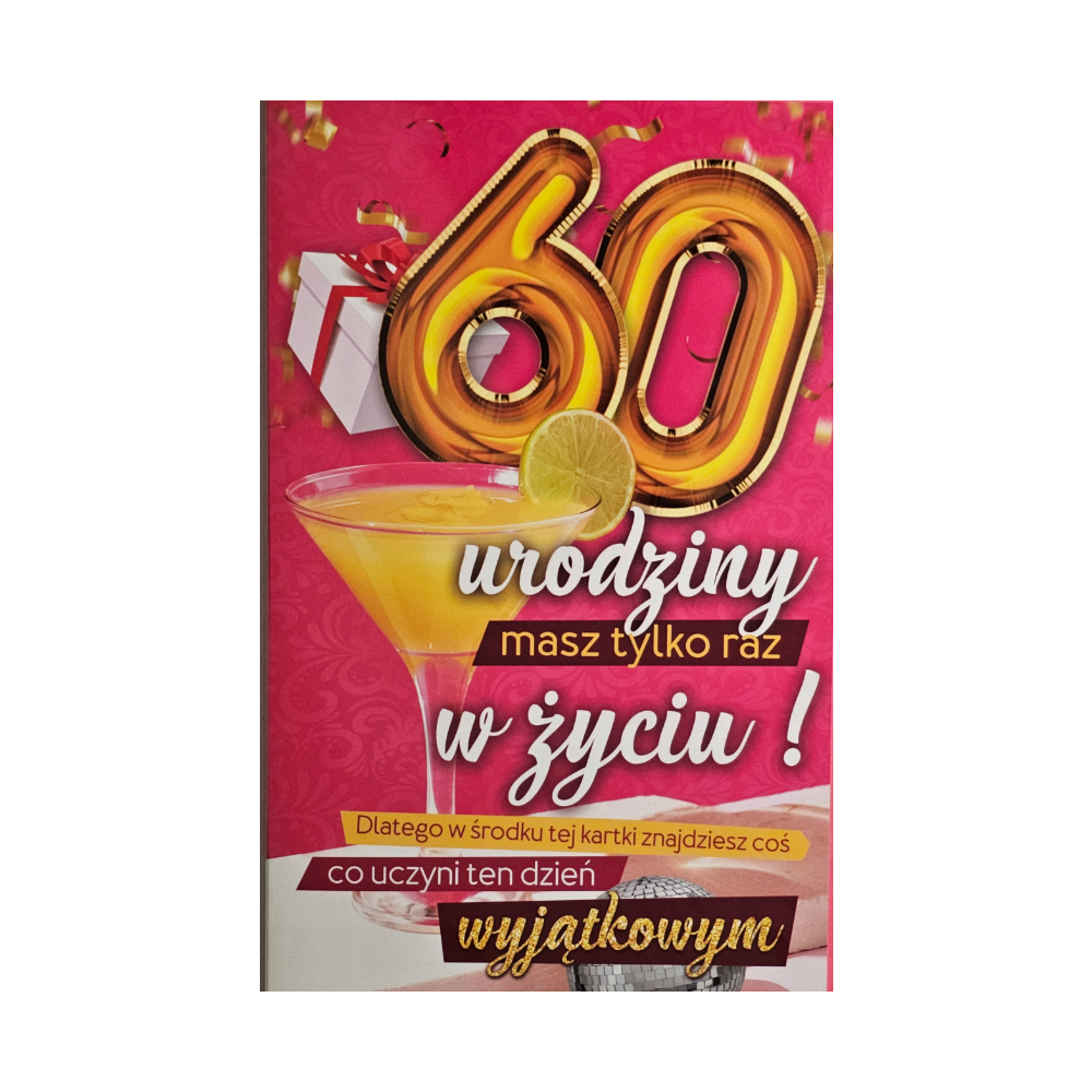 kartka urodzinowa na 60 lat sześćdziesiąte urodziny 13 cm *20,4 cm 13342574325