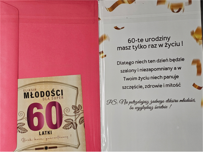 kartka urodzinowa na 60 lat sześćdziesiąte urodziny 13 cm *20,4 cm 13342574325